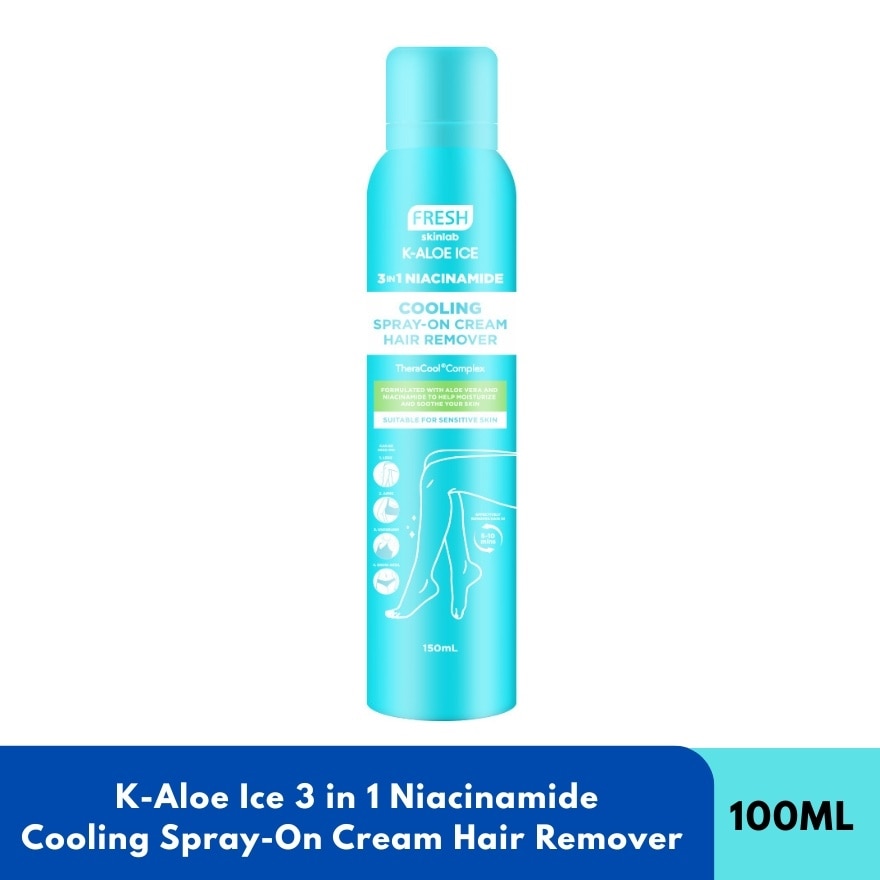 FRESH Skinlab K-Aloe Ice 3 in 1 Niacinamide Cooling Spray-On Cream Hair Remover 150ml