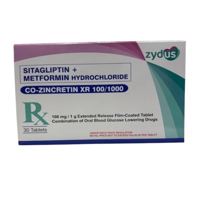 CO ZINCRETIN CO-ZINCRETIN XR 100mg/1g Film Coated Tablet Sold Per Piece [PRESCRIPTION REQUIRED]
