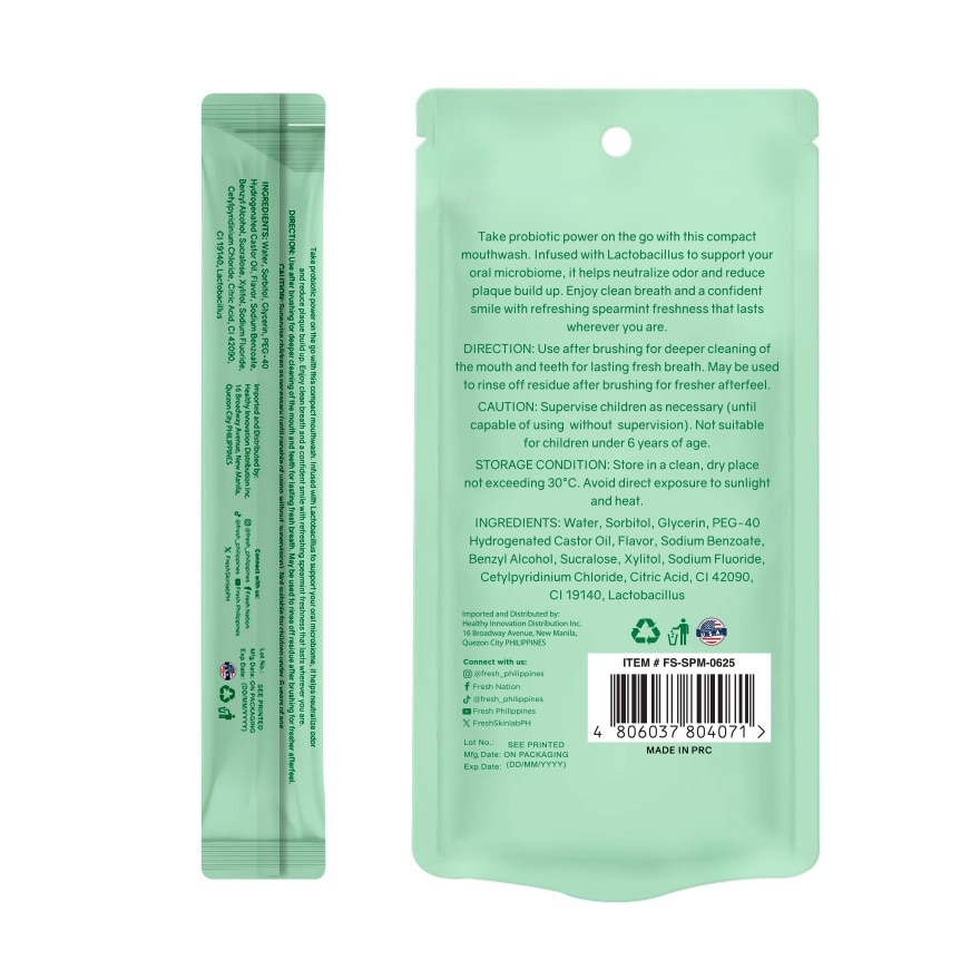 FRESH Smilelab Portable Mouthwash Spearmint 10ml x 7 Sachet
