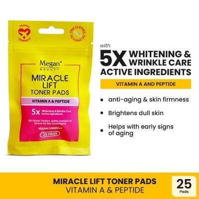 MEGAN MEGAN Miracle Lift Toner Pads Vitamin A & Peptide 25 Pads