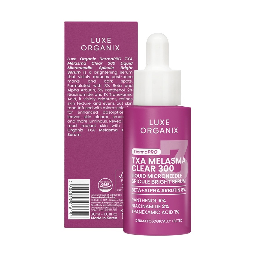 LUXE ORGANIX DermaPRO Melasma Clear 300 Liquid Microneedle Spicule Bright Serum 30ml