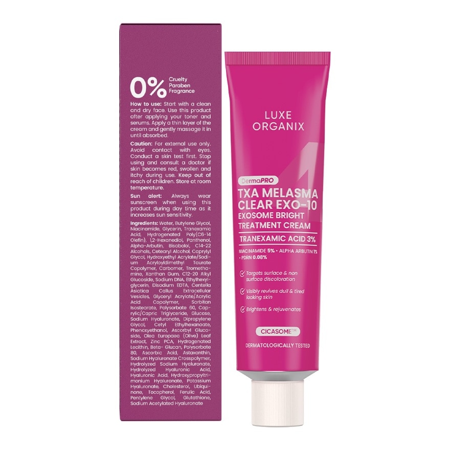 LUXE ORGANIX DermaPRO TXA Melasma Clear Exo-10 Exosome Bright Treatment Cream 150ml