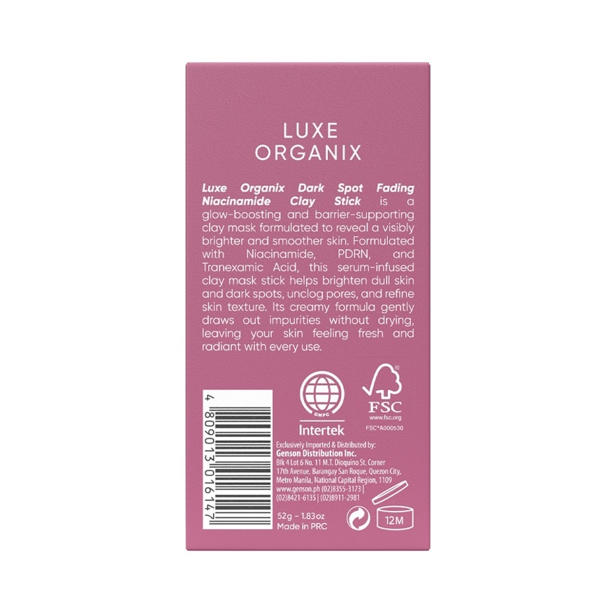 LUXE ORGANIX Dark Fading Spot Niacinamide Clay Mask 52g