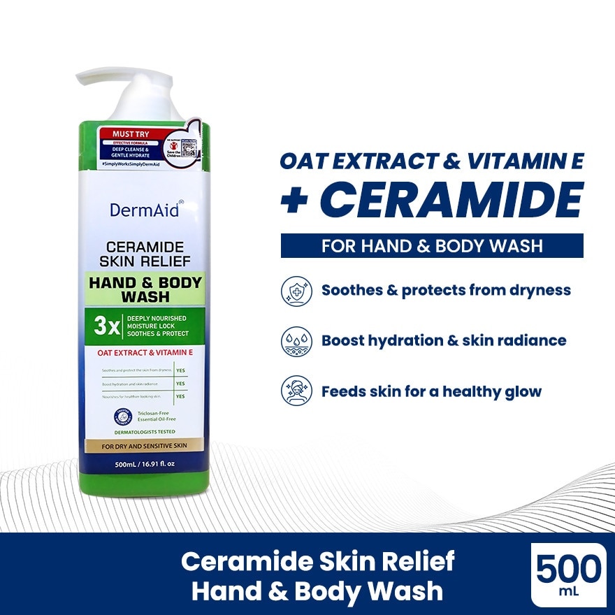 DERMAID Ceramide Skin Relief Hand & Body Wash 500ml