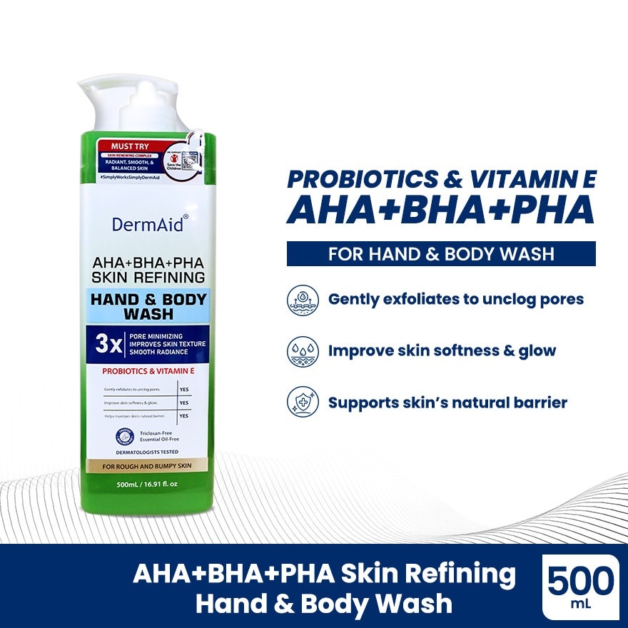 DERMAID AHA+BHA+PHA Skin Refining Hand & Body Wash 500ml