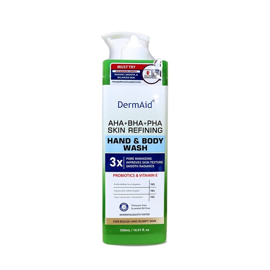 DERMAID AHA+BHA+PHA Skin Refining Hand & Body Wash 500ml
