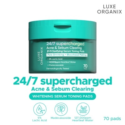 LUXE ORGANIX - LUXE ORGANIX 24/7 Supercharged Acne & Sebum Melting 2in1 Clarifying Serum Concentrated Pads 70 pads