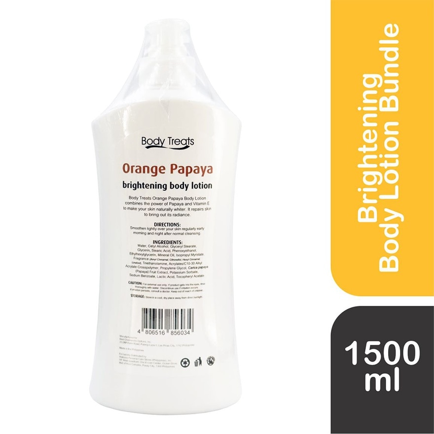 BODY TREATS Brightening Body Lotion Orange Papaya 750ml Bundle
