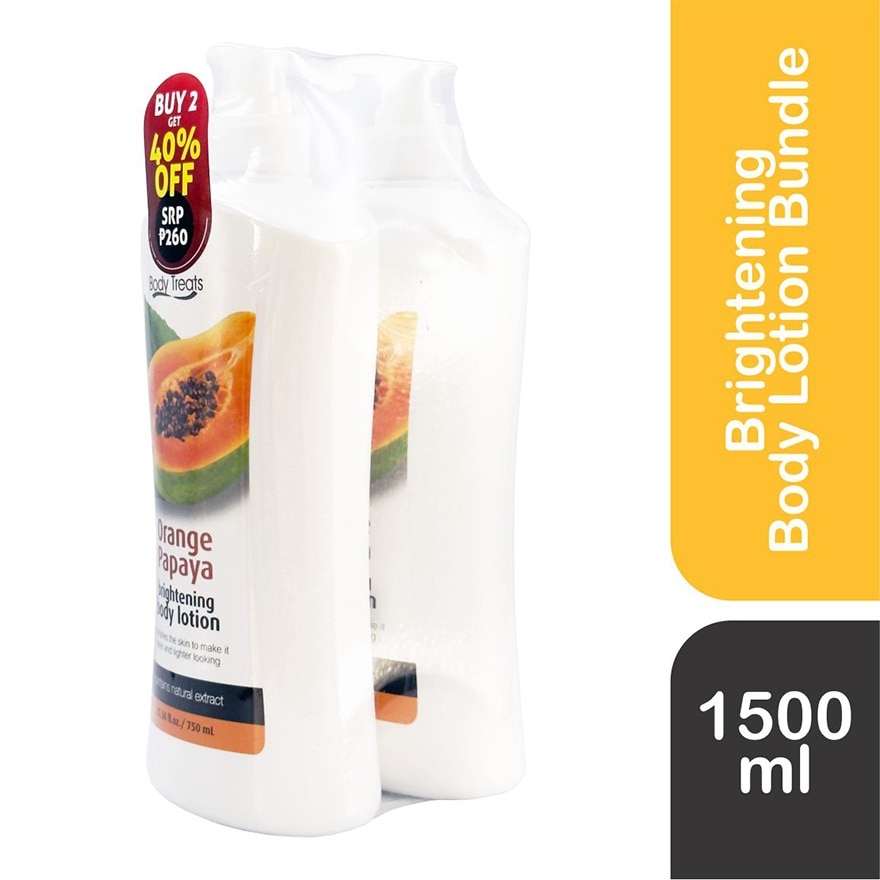 BODY TREATS Brightening Body Lotion Orange Papaya 750ml Bundle