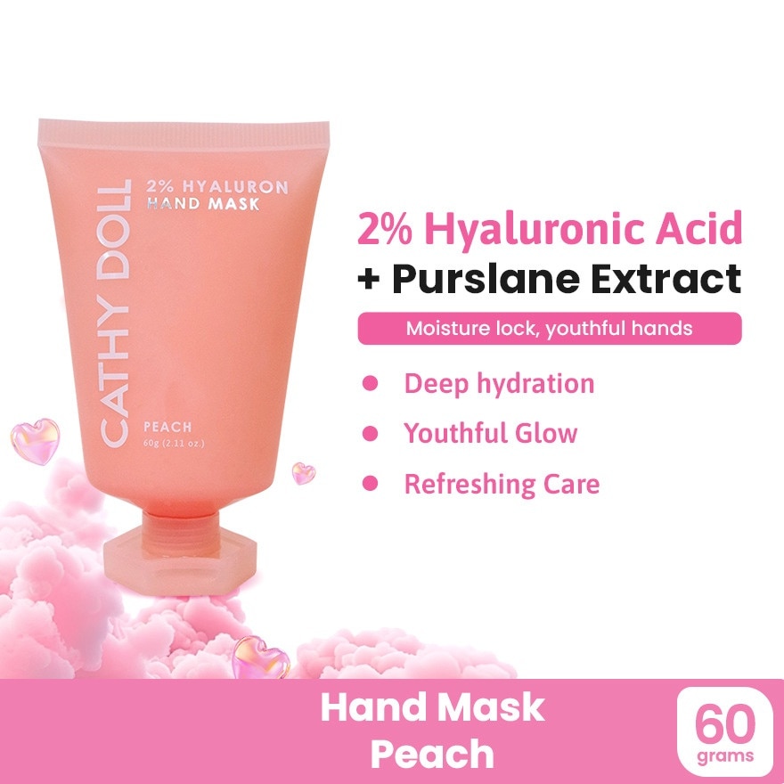 CATHY DOLL Ups Hyaluron Hand Mask Peach 60g