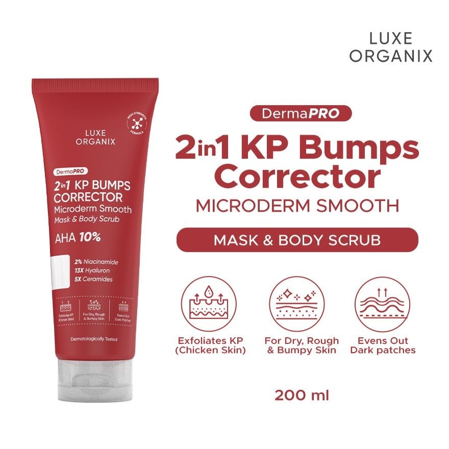 LUXE ORGANIX DermaPRO 2in1 KP Bumps Smooth Mask + Scrub Exfoliant 200ml