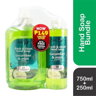 BODY TREATS - BODY TREATS Fresh & Clean Hand Soap Cucumber Mint 750ml + 250ml Bundle image