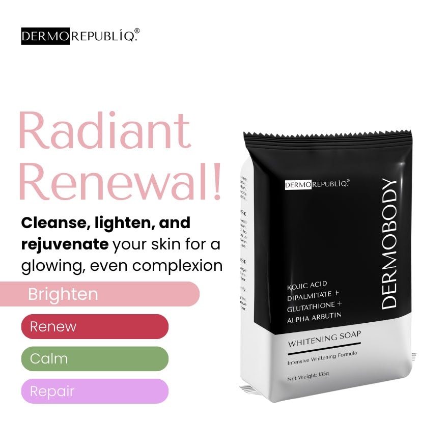 DERMOREPUBLIQ Dermobody Kojic Acid Dipalmitate + Glutathione + Alpha Arbutin Whitening Soap 135g