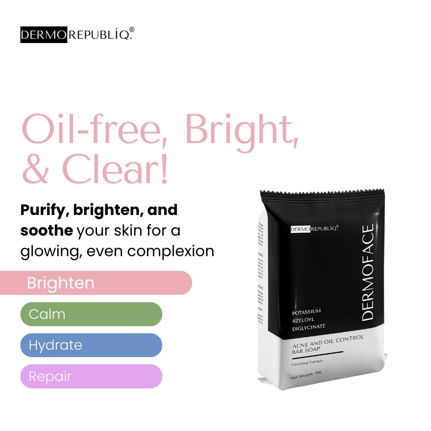 DERMOREPUBLIQ Dermoface Potassium Azeloyl Diglycinate Clarifying Oil Control for Acne Prone Soap Bar 70g