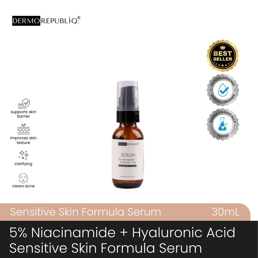 DERMOREPUBLIQ 5% Niacinamide + Hyaluronic Acid Sensitive Skin Formula Serum 30ml