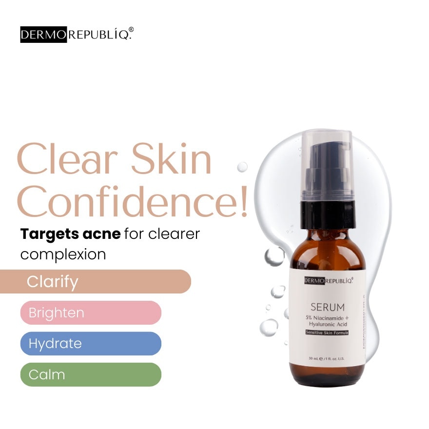 DERMOREPUBLIQ 5% Niacinamide + Hyaluronic Acid Sensitive Skin Formula Serum 30ml