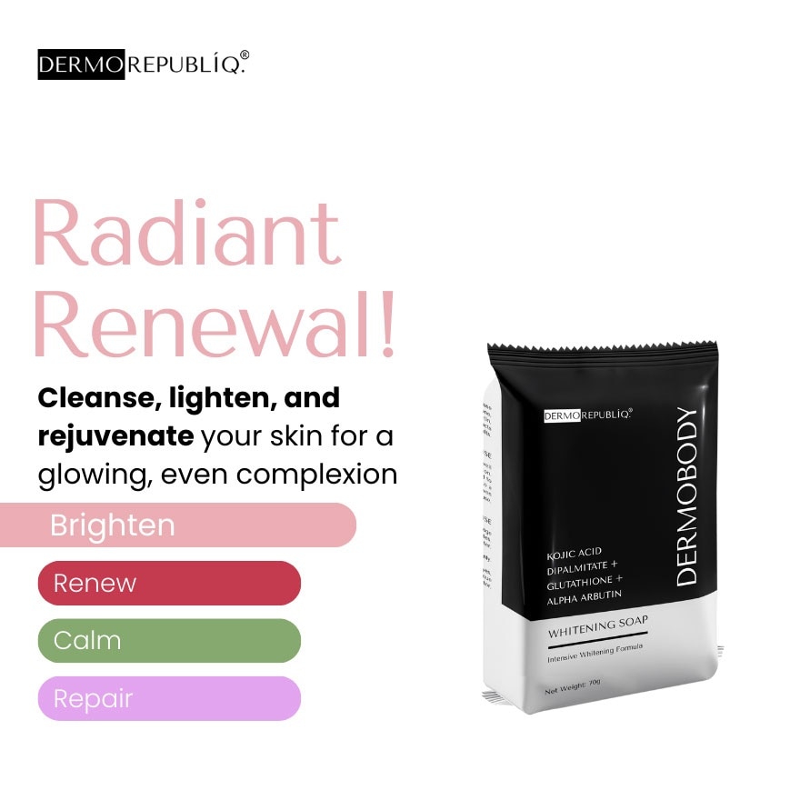 DERMOREPUBLIQ Dermobody Kojic Acid Dipalmitate + Glutathione + Alpha Arbutin Whitening Soap 70g