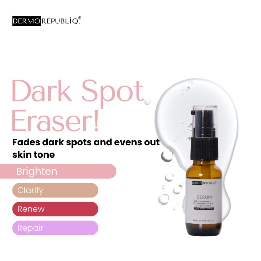 DERMOREPUBLIQ 10% Niacinamide + 3% Tranexamic Acid + 2% Alpha Arbutin Ultra White Serum 15ml