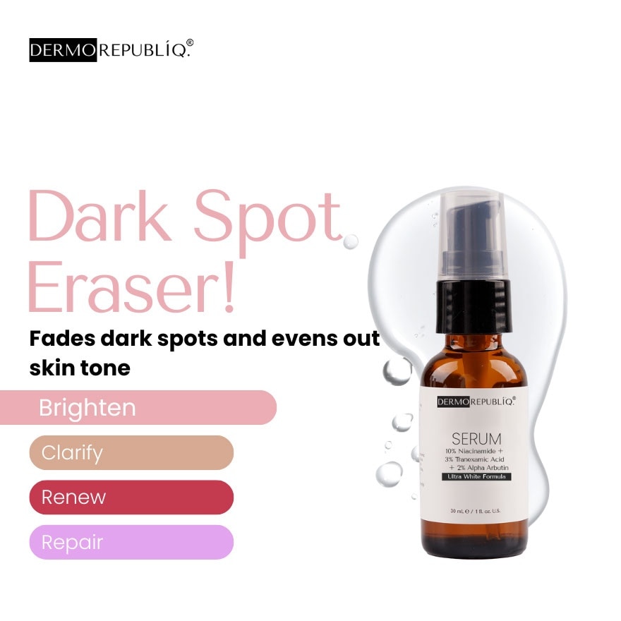 DERMOREPUBLIQ 10% Niacinamide + 3% Tranexamic Acid + 2% Alpha Arbutin Ultra White Serum 30ml