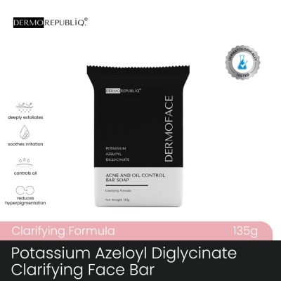 DERMOREPUBLIQ - DERMOREPUBLIQ Dermoface Potassium Azeloyl Diglycinate Clarifying Oil Control for Acne Prone Soap Bar 135g