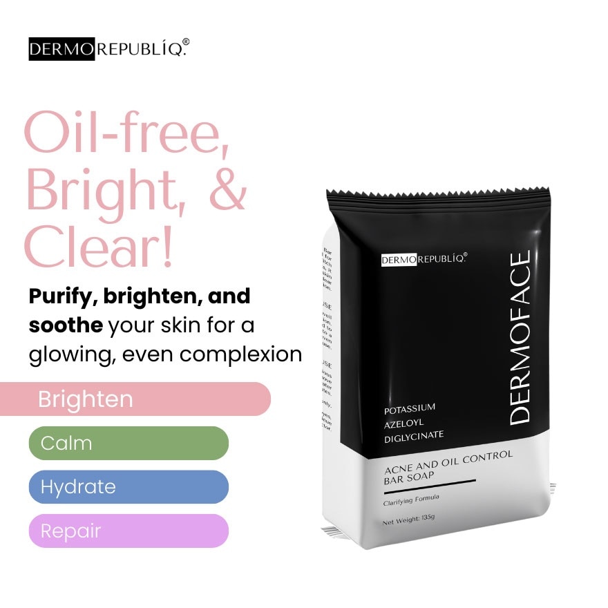 DERMOREPUBLIQ Dermoface Potassium Azeloyl Diglycinate Clarifying Oil Control for Acne Prone Soap Bar 135g