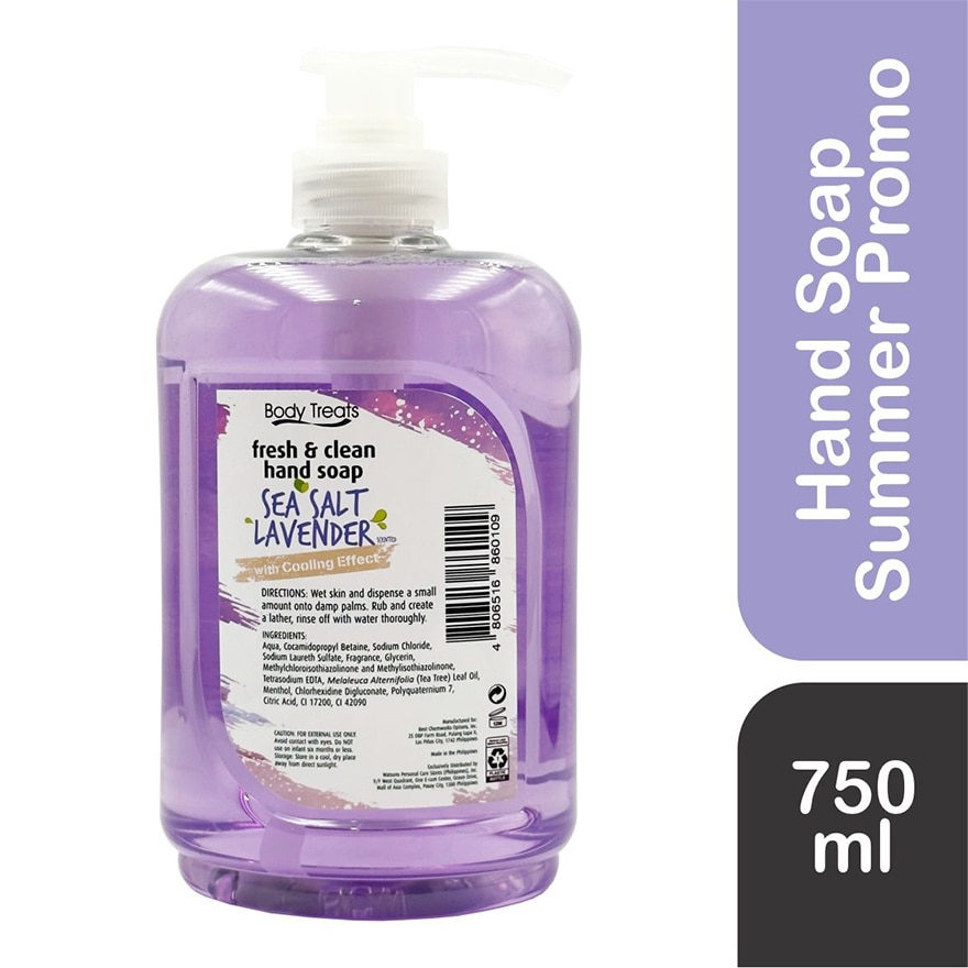 BODY TREATS Fresh & Clean Hand Soap Sea Salt Lavender 750ml
