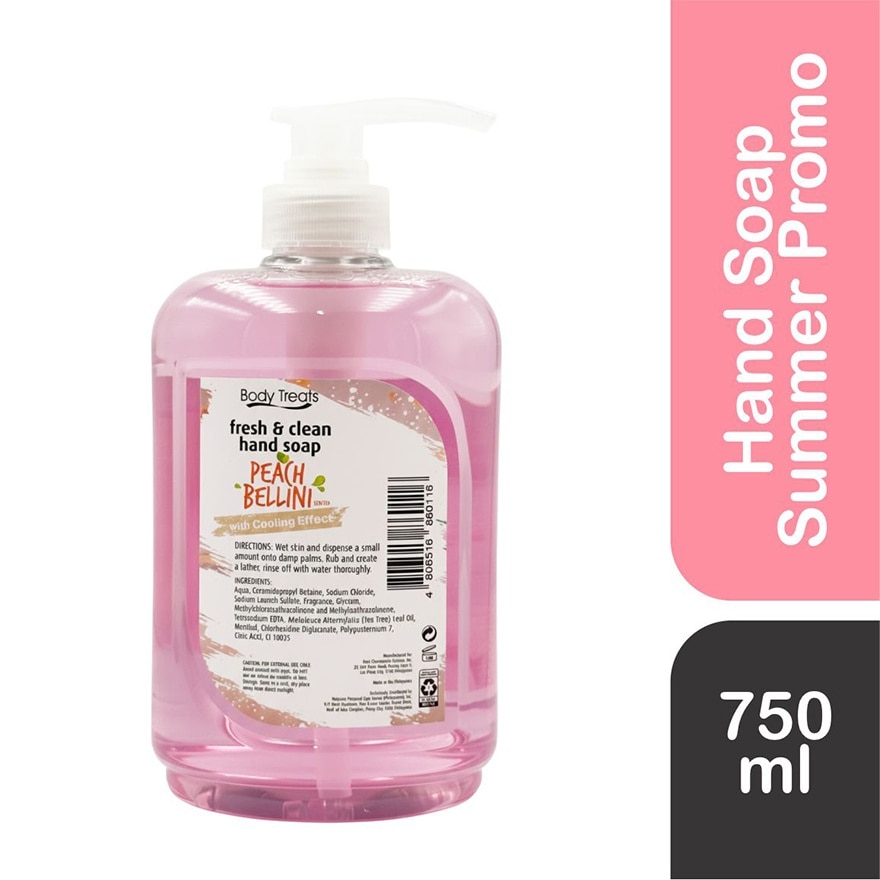 BODY TREATS Fresh & Clean Hand Soap Peach Bellini 750ml