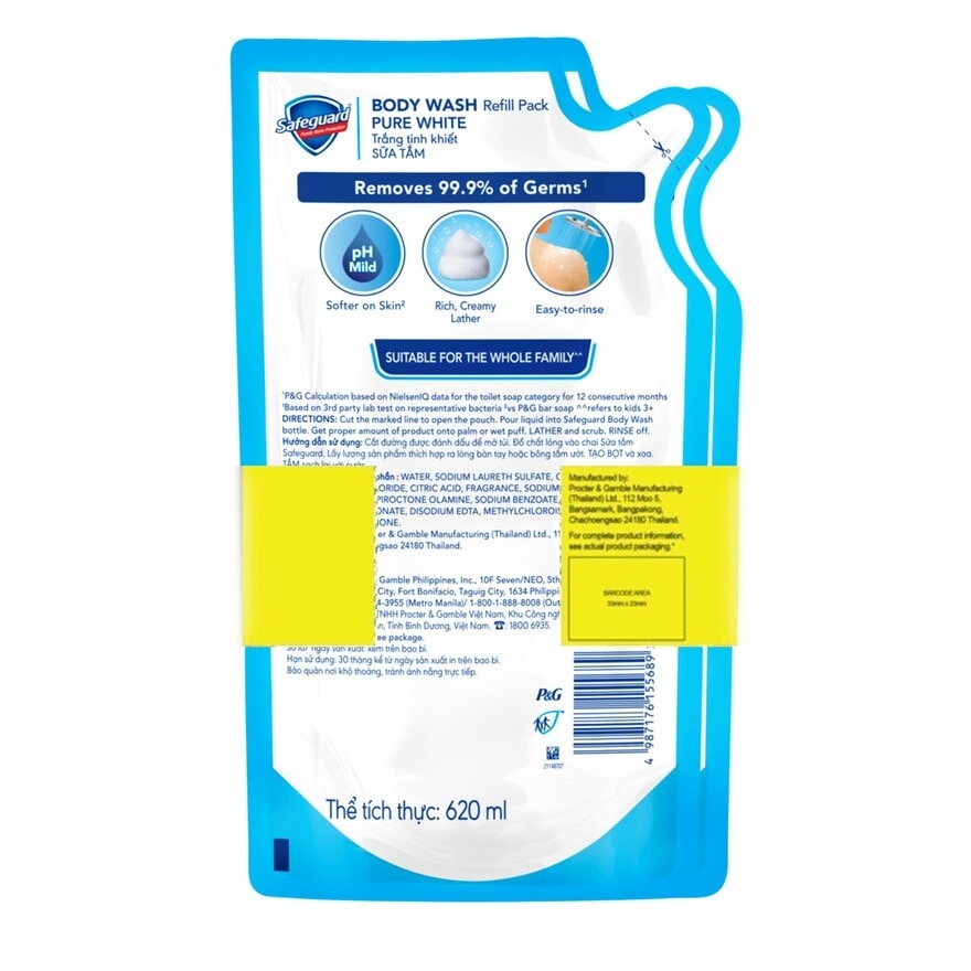 SAFEGUARD Bodywash White 620ml Refill