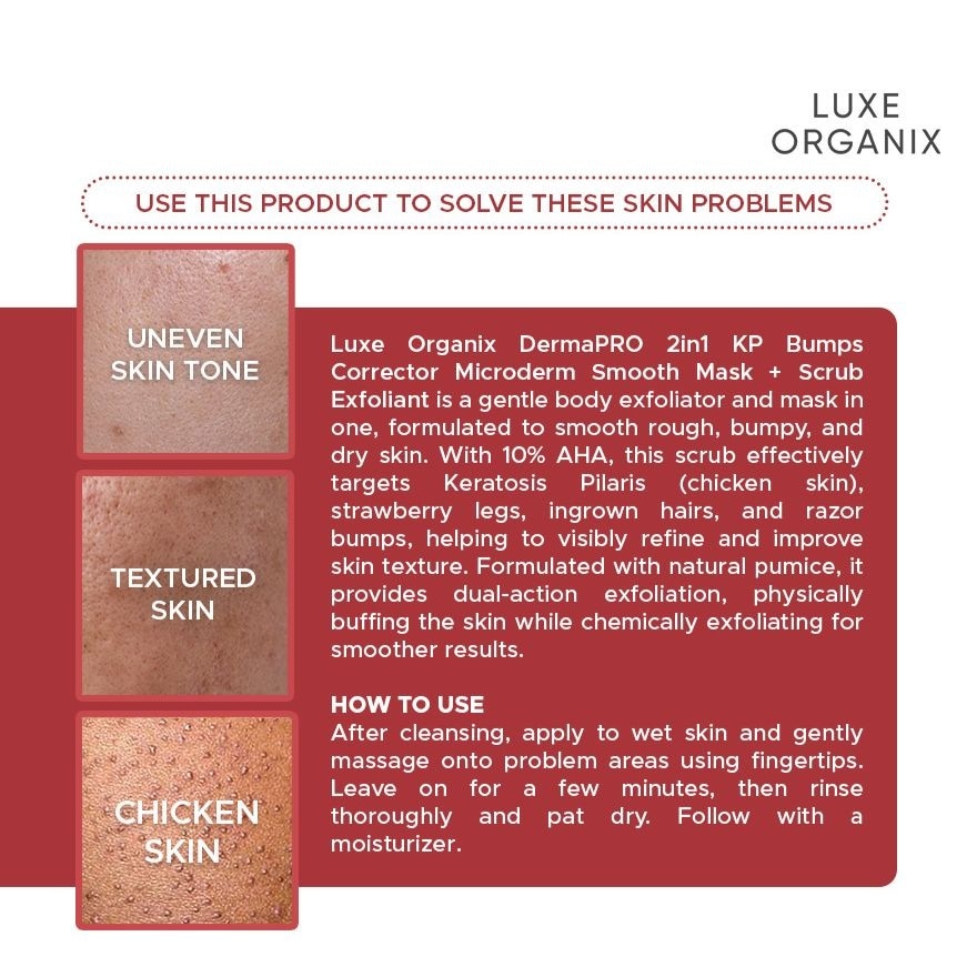 LUXE ORGANIX DermaPRO 2in1 KP Bumps Corrector Smooth Restore Treatment Lotion 200ml