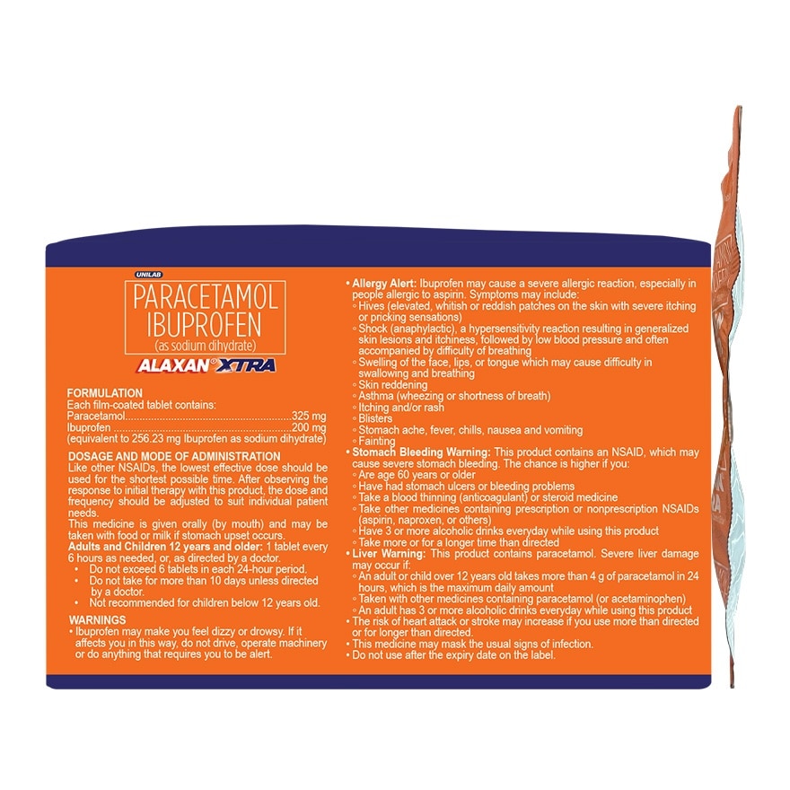 ALAXAN Xtra 325mg/200mg Film Coated Tablet Sold Per Piece