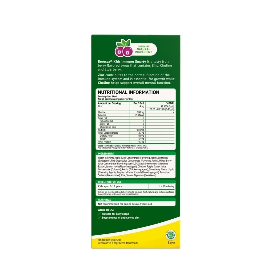 BEROCCA Kids Immuno Smarty 6 + 1 Fruit Berry Flavor Pack