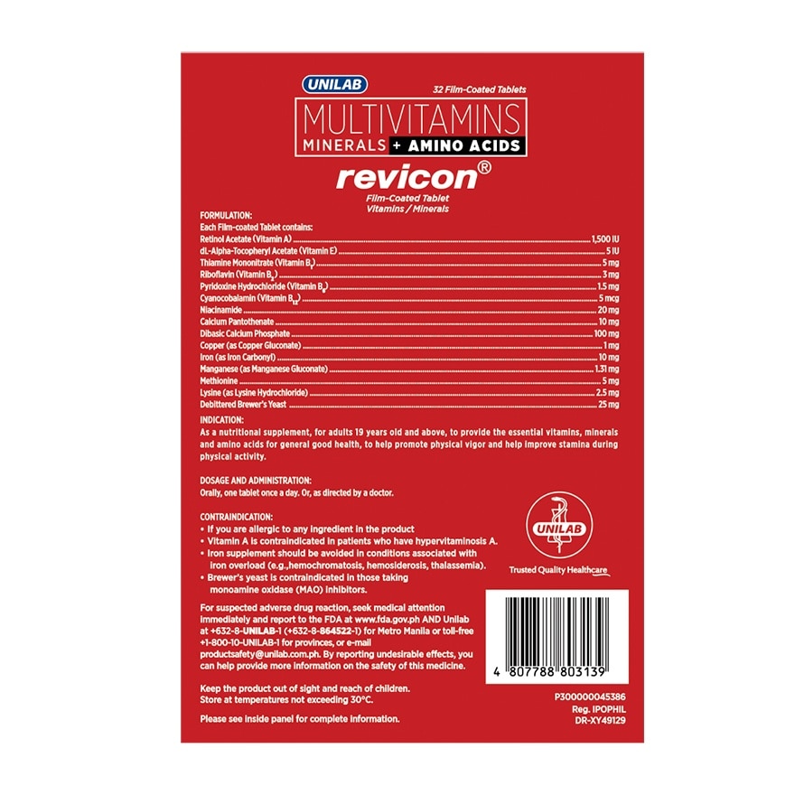 REVICON Vitamins/Mineral Film-Coated Tablet 32s