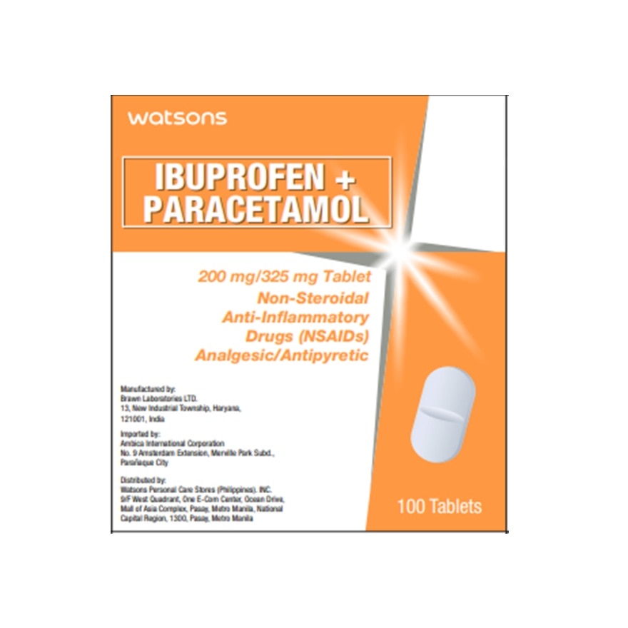 WATSONS GENERICS Paracetamol + Ibuprofen 200mg/325mg Sold Per Piece