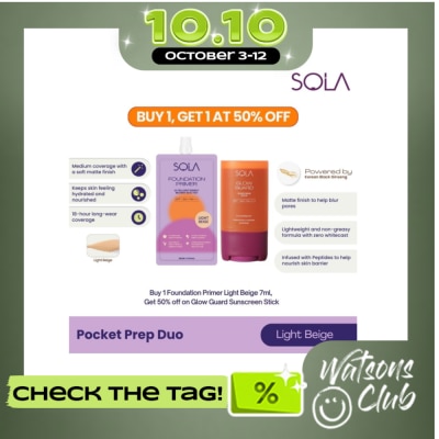SOLA SOLA Pocket Prep Duo Foundation Primer Light Beige 7ml and Glow Guard Sunscreen Stick 15g image