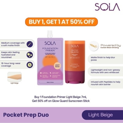 SOLA - SOLA Pocket Prep Duo Foundation Primer Light Beige 7ml and Glow Guard Sunscreen Stick 15g image