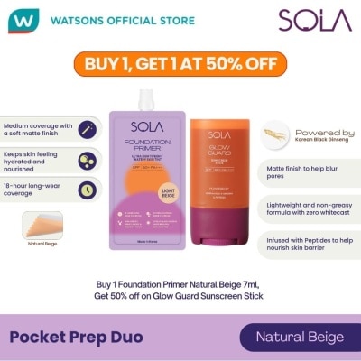 SOLA - SOLA Pocket Prep Duo Foundation Primer Natural Beige 7ml and Glow Guard Sunscreen Stick 15g image