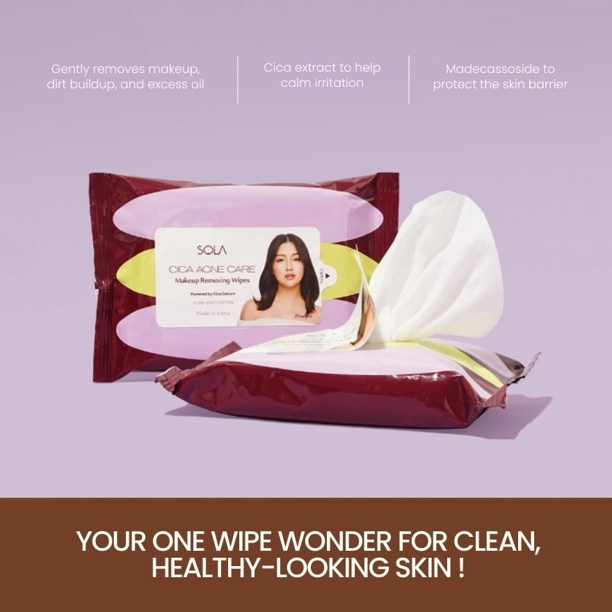 SOLA Cica Acne Care Makeup Removing Wipes 20s image