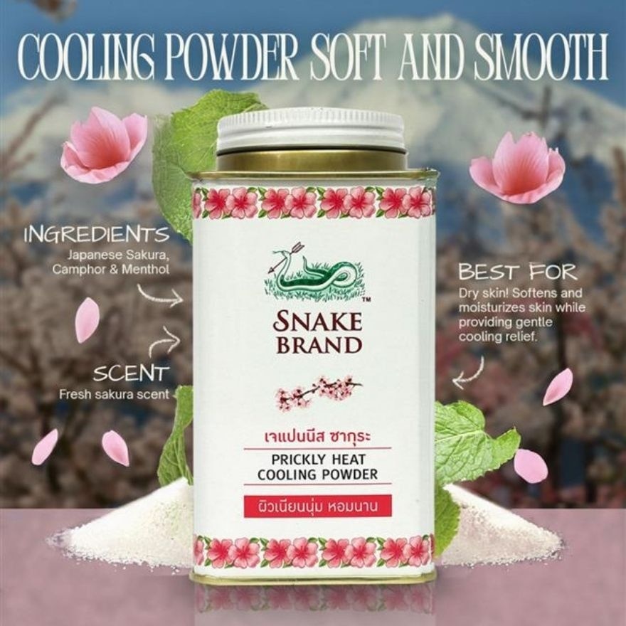 SNAKE BRAND Prickly Heat Cooling Powder Soft and Smooth 140g