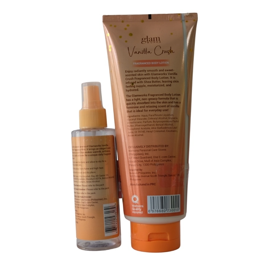 GLAMWORKS Vanilla Crush Body Lotion with Vanilla Crush Mist Bundle