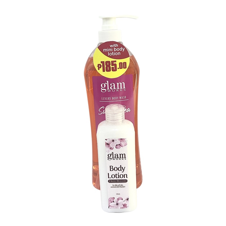 GLAMWORKS Luxury Bodywash Bundle - Sweet Pea Glow 1L + Cherry Blossom Lotion 250ml