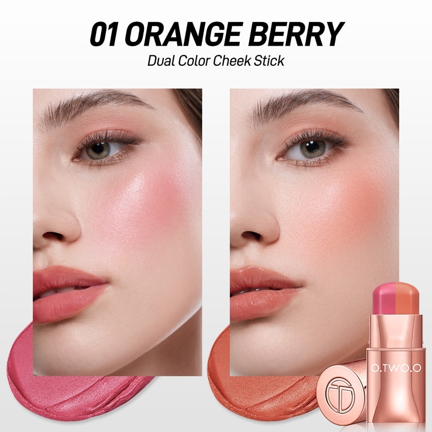 OTWOO Face Makeup Dual Colored Blush Stick 01 Orange Berry 7g image