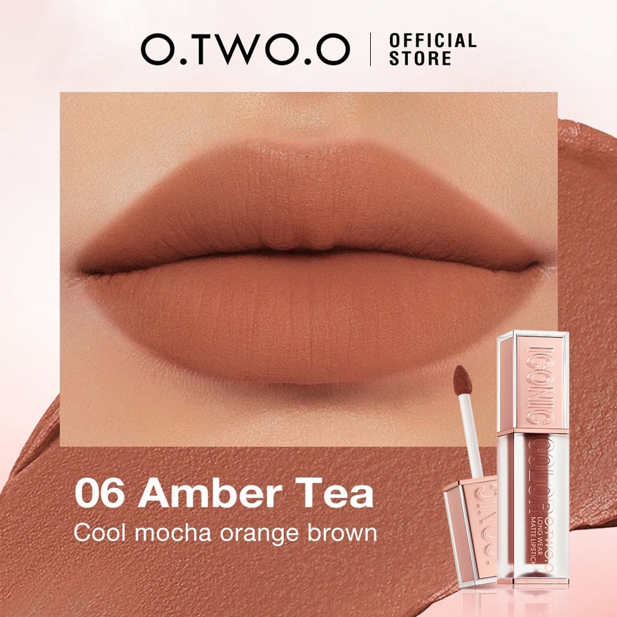 OTWOO Lip Makeup Cream and Soft Texture 8 Colors Lip Gloss 06 Amber Tea 4g image