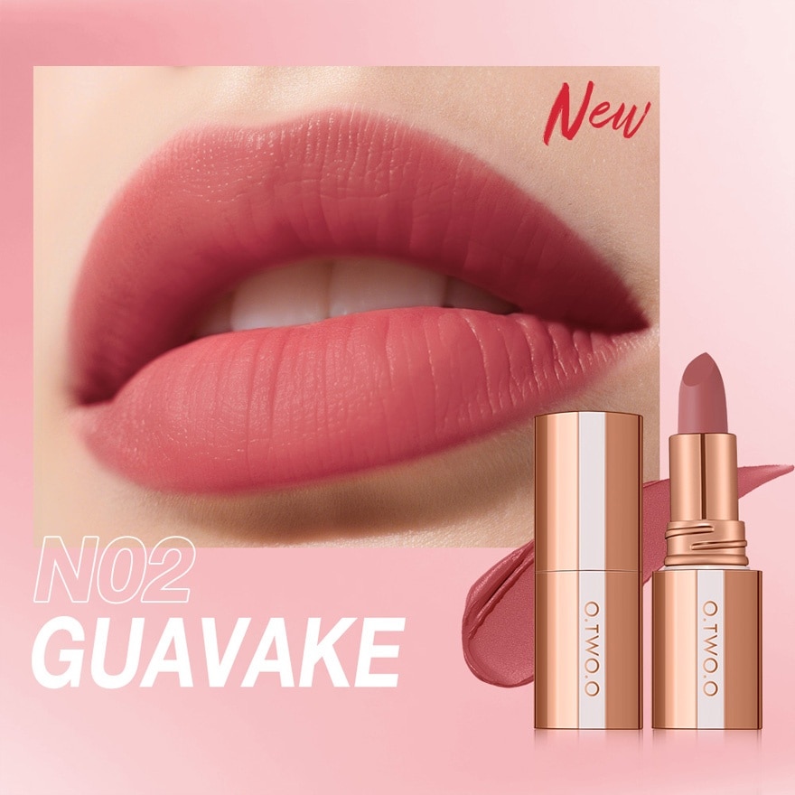 OTWOO Lip Makeup Misty Kiss Lock Color Matte Lipstick N02 GuavaKe 4g image