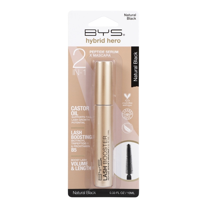 BYS Hybrid Hero Lash Booster Peptide Serum Mascara Blistered Natural Black 10g image