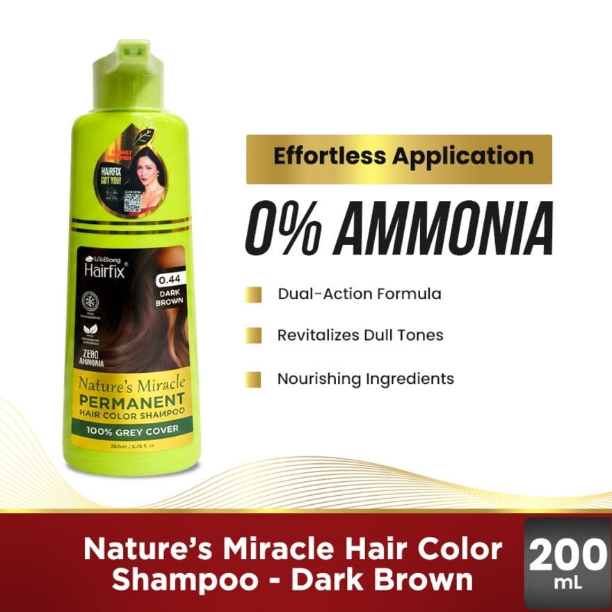 HAIRFIX Nature's Miracle Permanent Hair Color Shampoo Dark Brown 200ml image