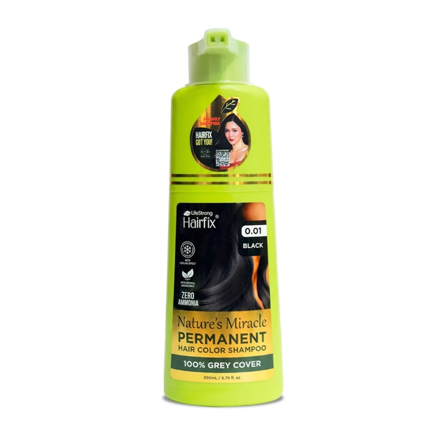 HAIRFIX Nature's Miracle Permanent Hair Color Shampoo Black 200ml image