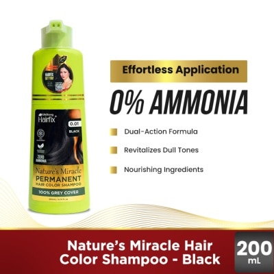 HAIRFIX HAIRFIX Nature's Miracle Permanent Hair Color Shampoo Black 200ml image