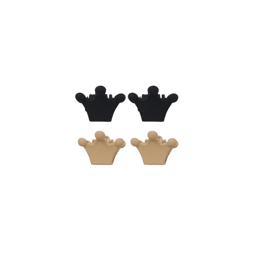 MIINE Crown Hairclip Set in Black and Beige 4s image