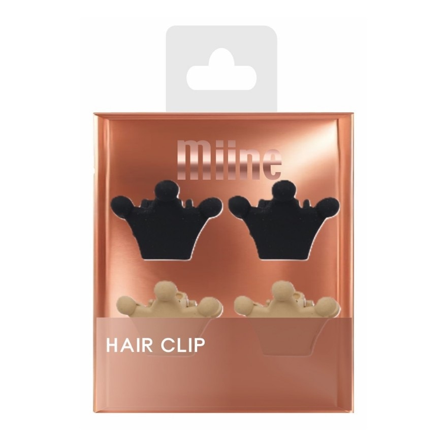 MIINE Crown Hairclip Set in Black and Beige 4s image