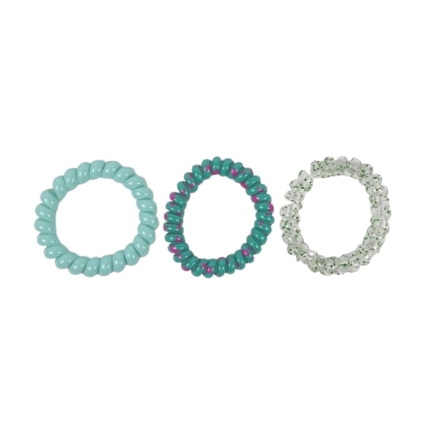 MIINE Spiral Hair Ties in Teal Set 3s image